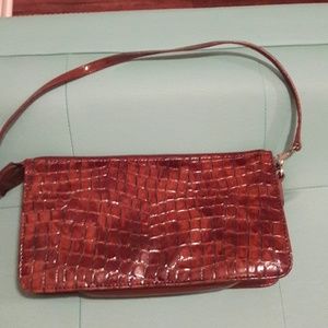 Dark Brown/Cognac Patent Leather Croc Bag